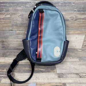 Coach Leather Jewel Blue with Red Stripe Edge Pack C4011